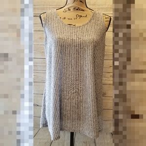 Anthropologie Gray/White Tank Top L